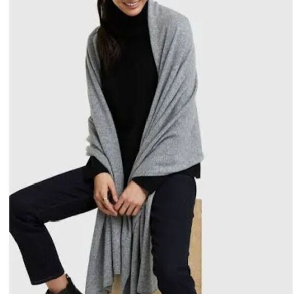 Halogen 100% Cashmere Travel Wrap Shawl Scarf – Gray – One Size – 74” Long - Picture 8 of 14